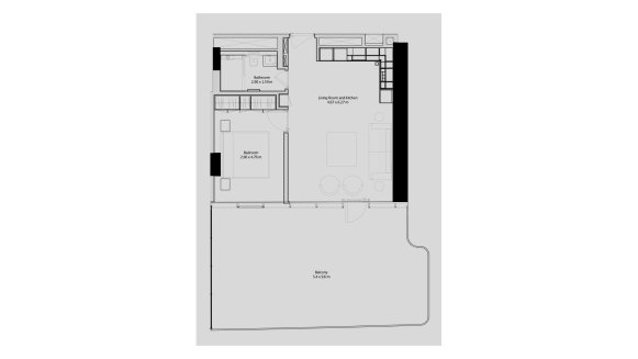 Apartment floor plan, 1 bedroom in THE PAD No. 11008 (2D)