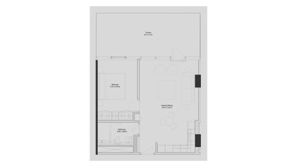 Apartment floor plan, 1 bedroom in THE PAD No. 11007 (2D)